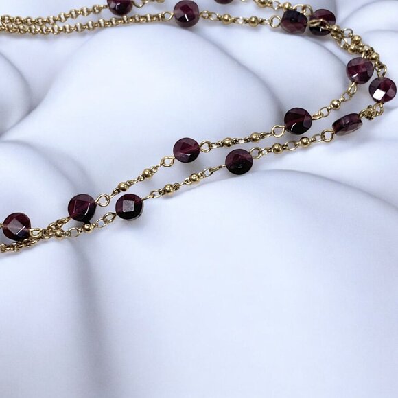 Monet Double-Strand Gold-Tone Station Necklace With Amethyst Coin Beads NWT 20" - Picture 10 of 10